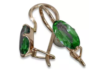 Vintage rose pink 14k 585 gold earrings vec011 alexandrite ruby emerald sapphire ...