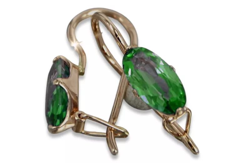 Boucles d’oreilles en or rose soviétique russe 14k 585 vec011 alexandrite rubis émeraude saphir ...