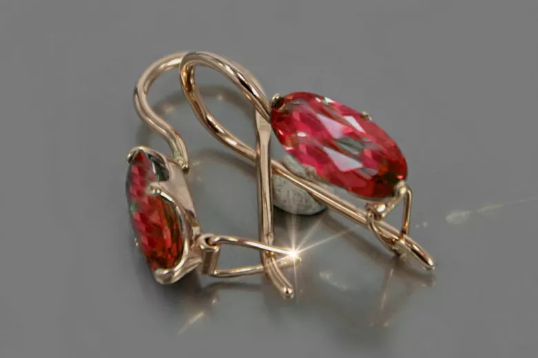 Rus sovietic a crescut roz 14k 585 cercei de aur vec011 alexandrit rubin smarald safir ...
