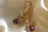 Russian Soviet rose pink 14k 585 gold earrings vec012 alexandrite ruby emerald sapphire ...
