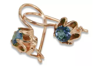 Vintage rose pink 14k 585 gold earrings vec013 alexandrite ruby emerald sapphire ...