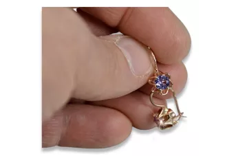 Russische Sowjetische Rose Pink 14k 585 Gold Ohrringe vec013 Alexandrit Rubin Smaragd Saphir ...