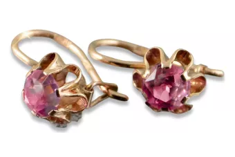 Vintage rose pink 14k 585 gold earrings vec013 alexandrite ruby emerald sapphire ...