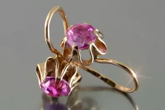 Vintage rose pink 14k 585 gold earrings vec013 alexandrite ruby emerald sapphire ...