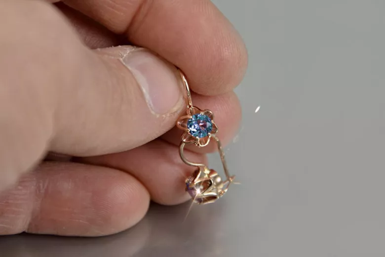 Русская советская розовая роза 14k 585 золото серьги vec013 александрит рубин изумруд сапфир ...