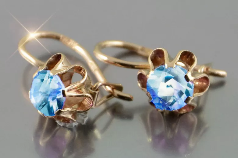 Boucles d’oreilles en or russe rose rose 14k 585 vec013 alexandrite rubis émeraude saphir ...