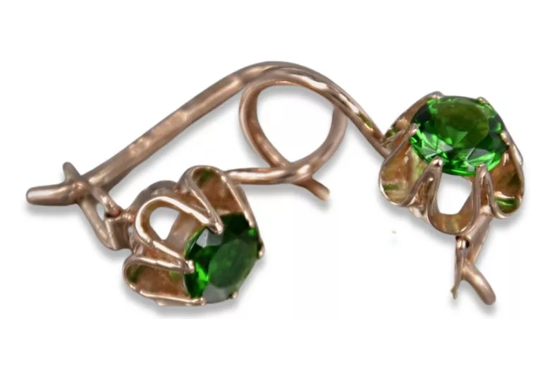 Vintage rose pink 14k 585 gold earrings vec013 alexandrite ruby emerald sapphire ...