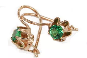 Vintažiniai auskarai iš 14k 585 rožinio aukso vec013 aleksandrito rubino smaragdo safyro...