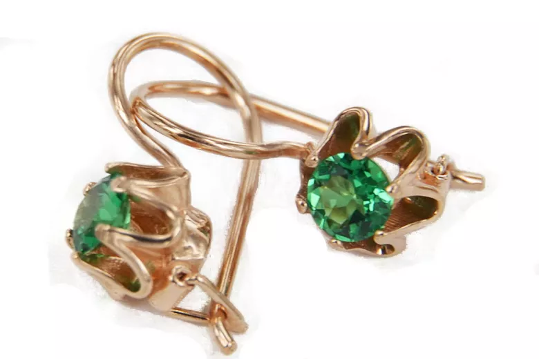 Boucles d’oreilles en or russe rose rose 14k 585 vec013 alexandrite rubis émeraude saphir ...