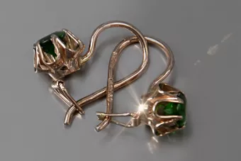 Vintage rose pink 14k 585 gold earrings vec013 alexandrite ruby emerald sapphire ...