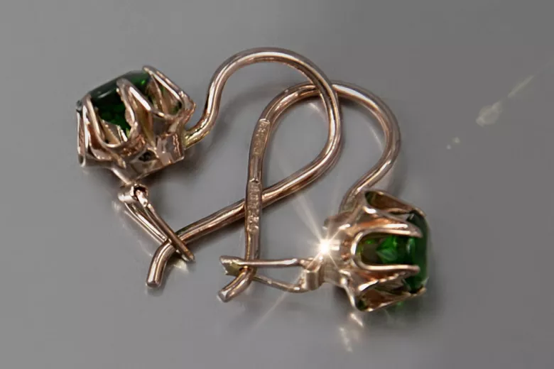 Boucles d’oreilles en or russe rose rose 14k 585 vec013 alexandrite rubis émeraude saphir ...