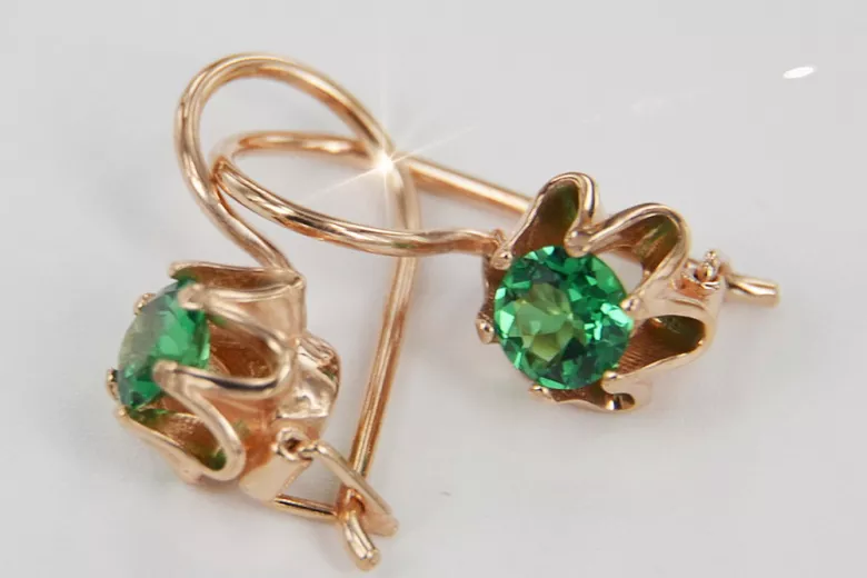 Boucles d’oreilles en or russe rose rose 14k 585 vec013 alexandrite rubis émeraude saphir ...