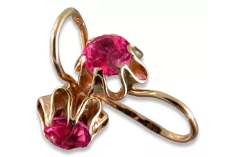 Vintage rose pink 14k 585 gold earrings vec013 alexandrite ruby emerald sapphire ...