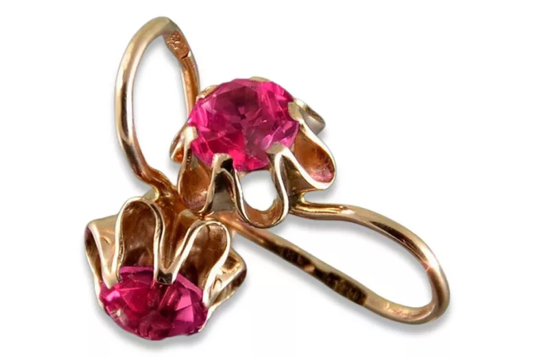 Boucles d’oreilles en or russe rose rose 14k 585 vec013 alexandrite rubis émeraude saphir ...