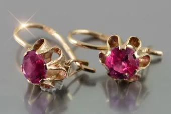 Vintage rose pink 14k 585 gold earrings vec013 alexandrite ruby emerald sapphire ...