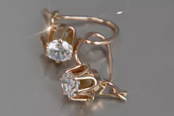 Vintage rose pink 14k 585 gold earrings vec013 alexandrite ruby emerald sapphire ...