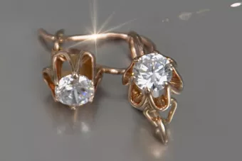 Vintage rose pink 14k 585 gold earrings vec013 alexandrite ruby emerald sapphire ...