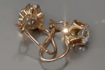 Vintage rose pink 14k 585 gold earrings vec013 alexandrite ruby emerald sapphire ...