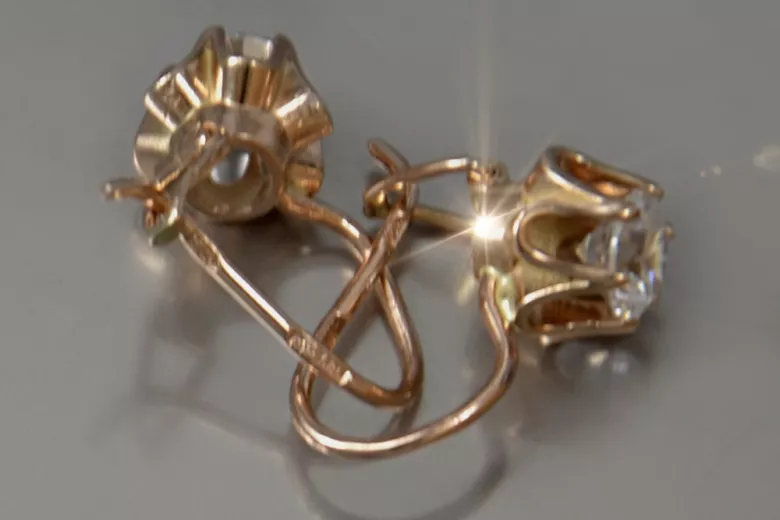 Ruso soviético rosa rosa 14k 585 pendientes de oro vec013 alejandrita rubí esmeralda zafiro ...