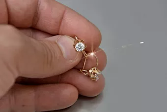 Vintage rose pink 14k 585 gold earrings vec013 alexandrite ruby emerald sapphire ...