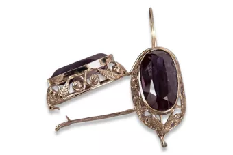 Russische Sowjetische Rose Pink 14k 585 Gold Ohrringe vec014 Alexandrit Rubin Smaragd Saphir ...