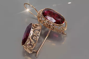 Ruso soviético rosa rosa 14k 585 pendientes de oro vec014 alejandrita rubí esmeralda zafiro ...