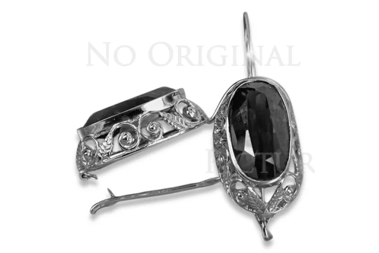 Boucles d’oreilles en or rose soviétique russe 14k 585 vec014 alexandrite rubis émeraude saphir ...