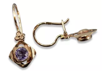 Vintage rose pink 14k 585 gold earrings vec017 alexandrite ruby emerald sapphire ...