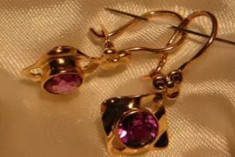 Vintage rose pink 14k 585 gold earrings vec017 alexandrite ruby emerald sapphire ...