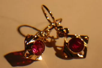 Russische Sowjetische Rose Pink 14k 585 Gold Ohrringe vec017 Alexandrit Rubin Smaragd Saphir ...