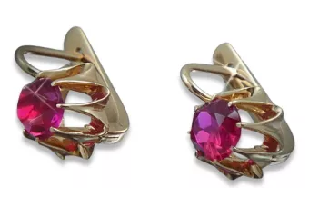 Russische Sowjetische Rose Pink 14k 585 Gold Ohrringe vec022 Alexandrit Rubin Smaragd Saphir ...