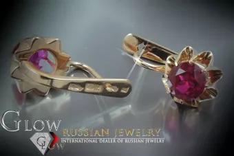 Vintage rose pink 14k 585 gold earrings vec022 alexandrite ruby emerald sapphire ...
