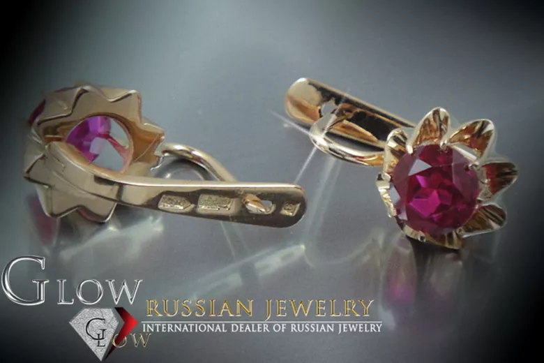 Ruso soviético rosa rosa 14k 585 pendientes de oro vec022 alejandrita rubí esmeralda zafiro ...