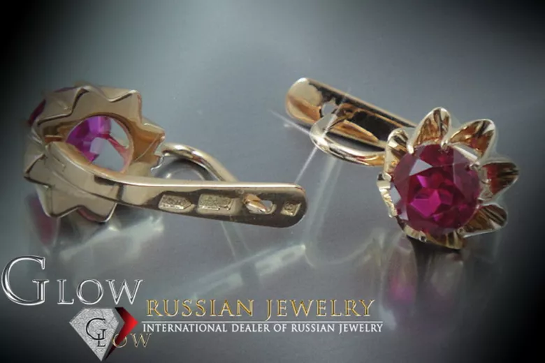 Russische Sowjetische Rose Pink 14k 585 Gold Ohrringe vec022 Alexandrit Rubin Smaragd Saphir ...