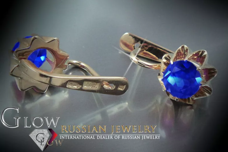 Russische Sowjetische Rose Pink 14k 585 Gold Ohrringe vec022 Alexandrit Rubin Smaragd Saphir ...