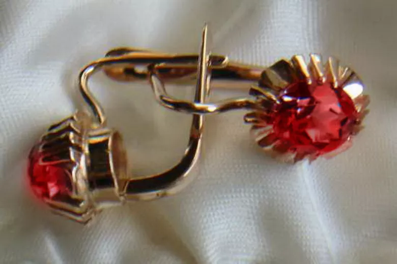 Russische Sowjetische Rose Pink 14k 585 Gold Ohrringe vec027 Alexandrit Rubin Smaragd Saphir ...