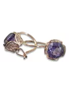Boucles d’oreilles en or rose soviétique russe 14k 585 vec029 alexandrite rubis émeraude saphir ...