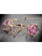Boucles d’oreilles en or rose soviétique russe 14k 585 vec029 alexandrite rubis émeraude saphir ...