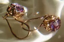 Boucles d’oreilles en or rose soviétique russe 14k 585 vec029 alexandrite rubis émeraude saphir ...