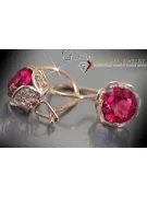 Boucles d’oreilles en or rose soviétique russe 14k 585 vec029 alexandrite rubis émeraude saphir ...