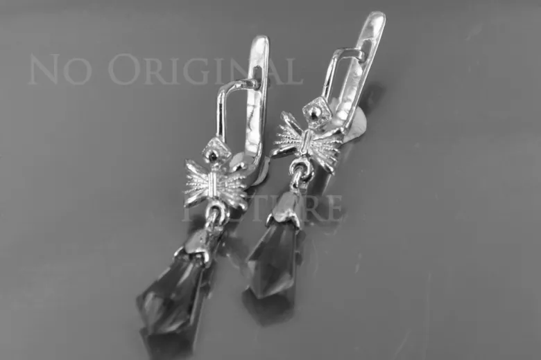 Boucles d’oreilles en or rose soviétique russe 14k 585 vec031 alexandrite rubis émeraude saphir ...