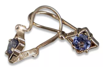 Vintage náušnice s 14k 585 Pink Gold Vec036 Aleksandrite Rubin Emaragd Sapphire ...