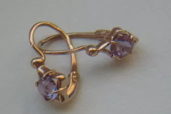 Vintage rose pink 14k 585 gold earrings vec036 alexandrite ruby emerald sapphire ...