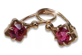 Vintage rose pink 14k 585 gold earrings vec036 alexandrite ruby emerald sapphire ...