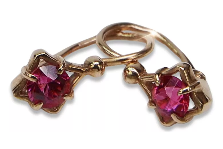 Russische Sowjetische Rose Pink 14k 585 Gold Ohrringe vec036 Alexandrit Rubin Smaragd Saphir ...