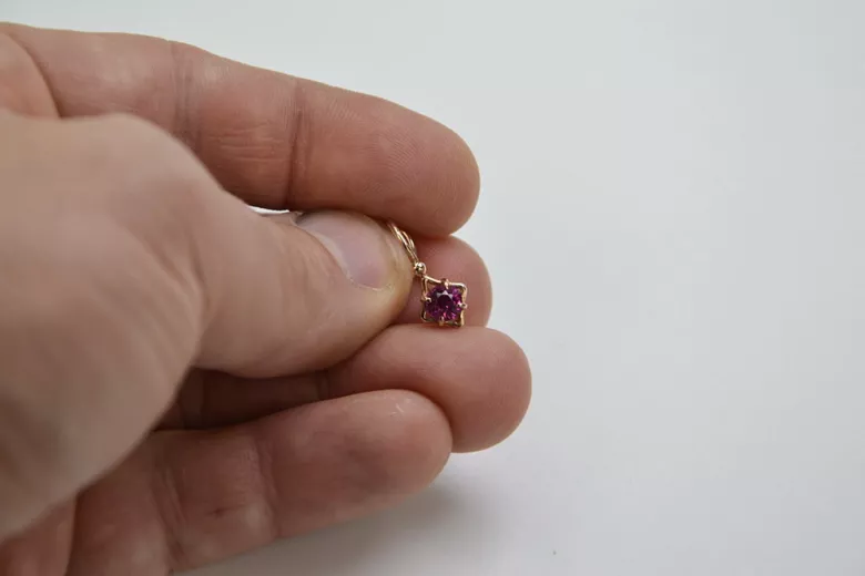 Russische Sowjetische Rose Pink 14k 585 Gold Ohrringe vec036 Alexandrit Rubin Smaragd Saphir ...