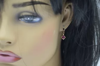 Ruso soviético rosa rosa 14k 585 pendientes de oro vec036 alejandrita rubí esmeralda zafiro ...