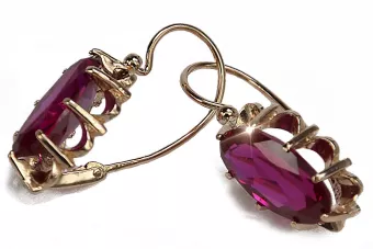 Ruso soviético rosa rosa 14k 585 pendientes de oro vec039 alejandrita rubí esmeralda zafiro ...