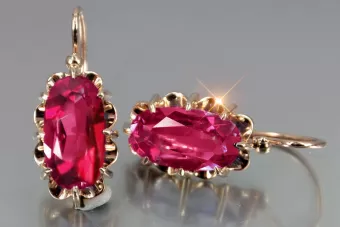 Ruso soviético rosa rosa 14k 585 pendientes de oro vec039 alejandrita rubí esmeralda zafiro ...