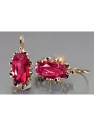 Ruso soviético rosa rosa 14k 585 pendientes de oro vec039 alejandrita rubí esmeralda zafiro ...